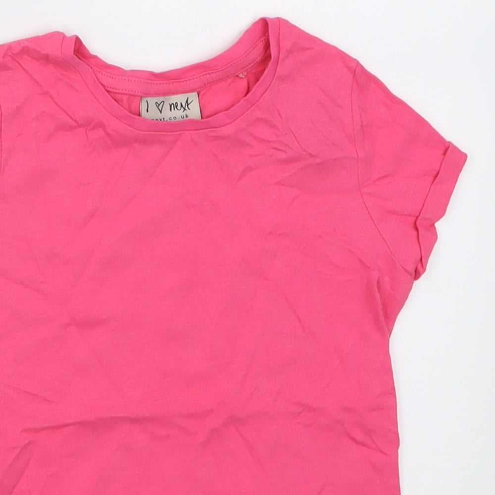 NEXT Girls Pink  Cotton Basic T-Shirt Size 2-3 Years Crew Neck Pullover