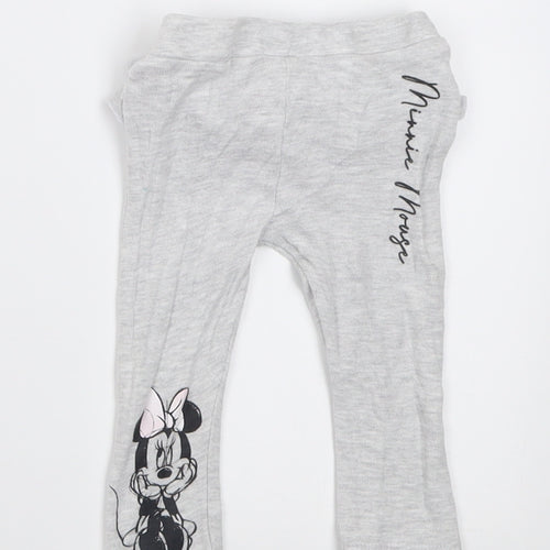 Pep & Co Girls Grey  Cotton Capri Trousers Size 9-12 Months  Pullover - minnie mouse