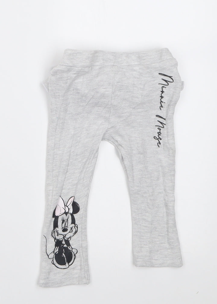 Pep & Co Girls Grey Cotton Capri Trousers Size 9-12 Months Pullover - minnie mouse