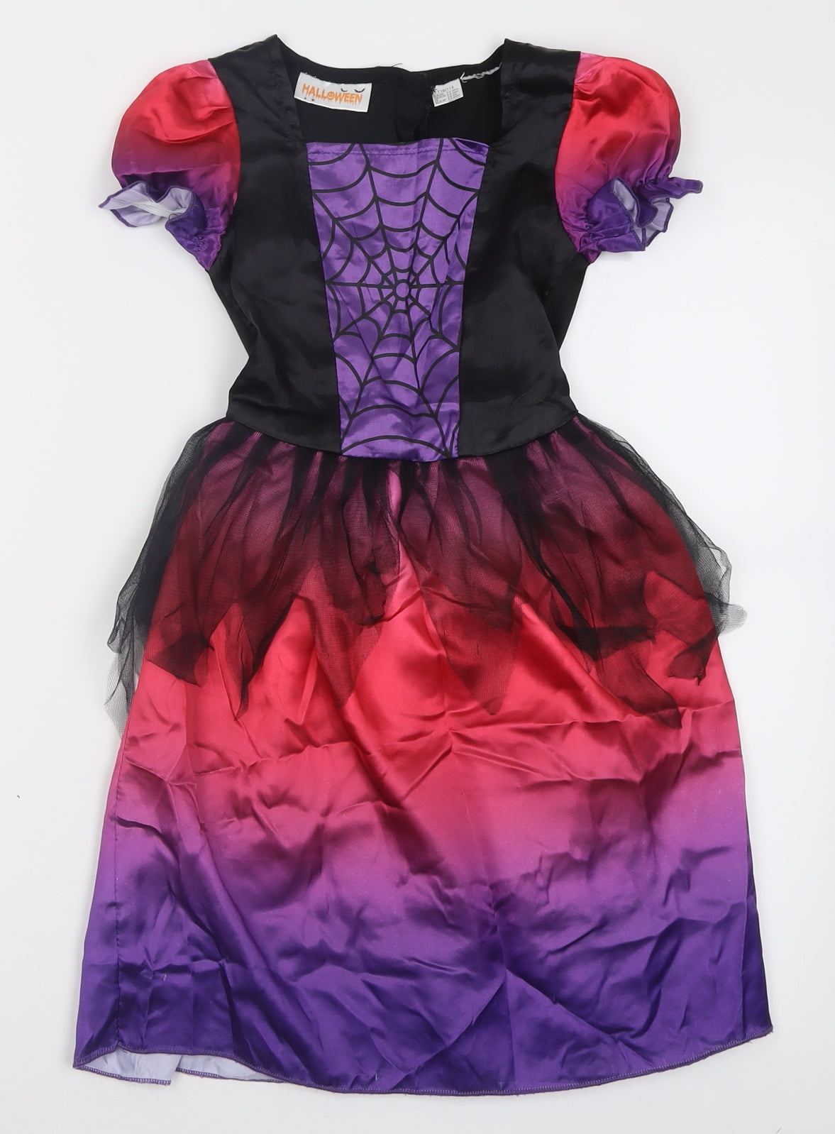Halloween Girls Multicoloured  Polyester A-Line  Size 4-5 Years  Square Neck Hook & Loop - Spider Princess Fancy Dress