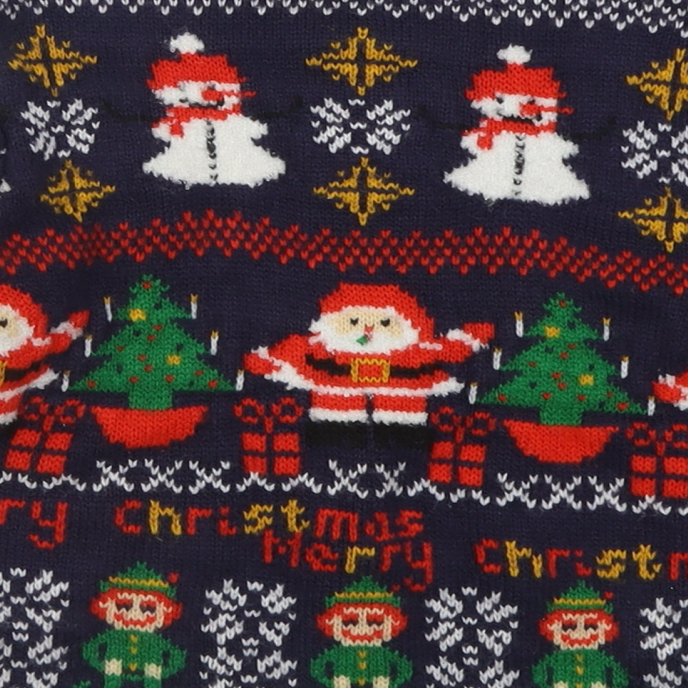 George Boys Blue Crew Neck Geometric Acrylic Pullover Jumper Size 5-6 Years  Pullover - Christmas