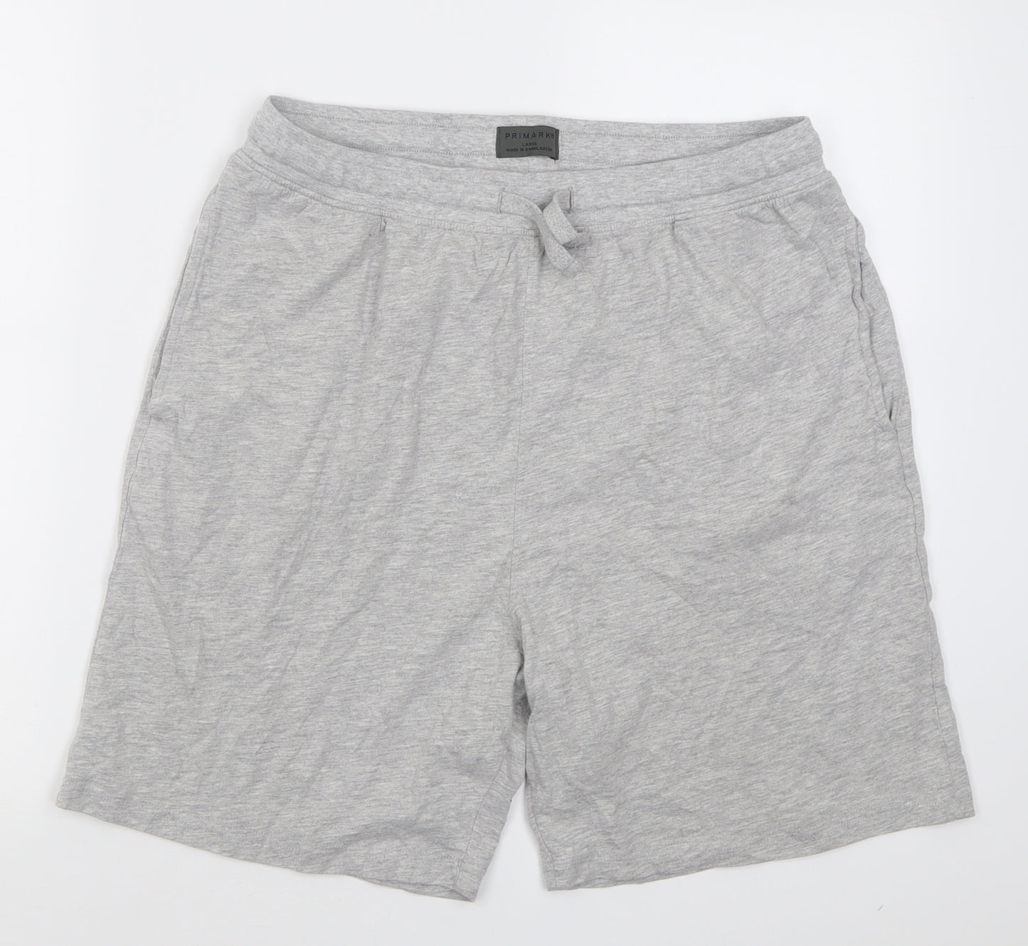 Primark Mens Grey  Cotton  Sleep Shorts Size L  Tie