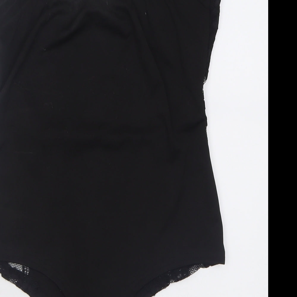 Pink Vanilla Womens Black  Polyester Bodysuit One-Piece Size M  Hook & Eye