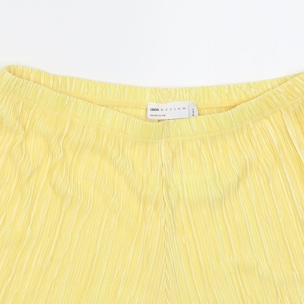 ASOS Womens Yellow  Polyester Paperbag Shorts Size 10 L3 in Regular Pull On