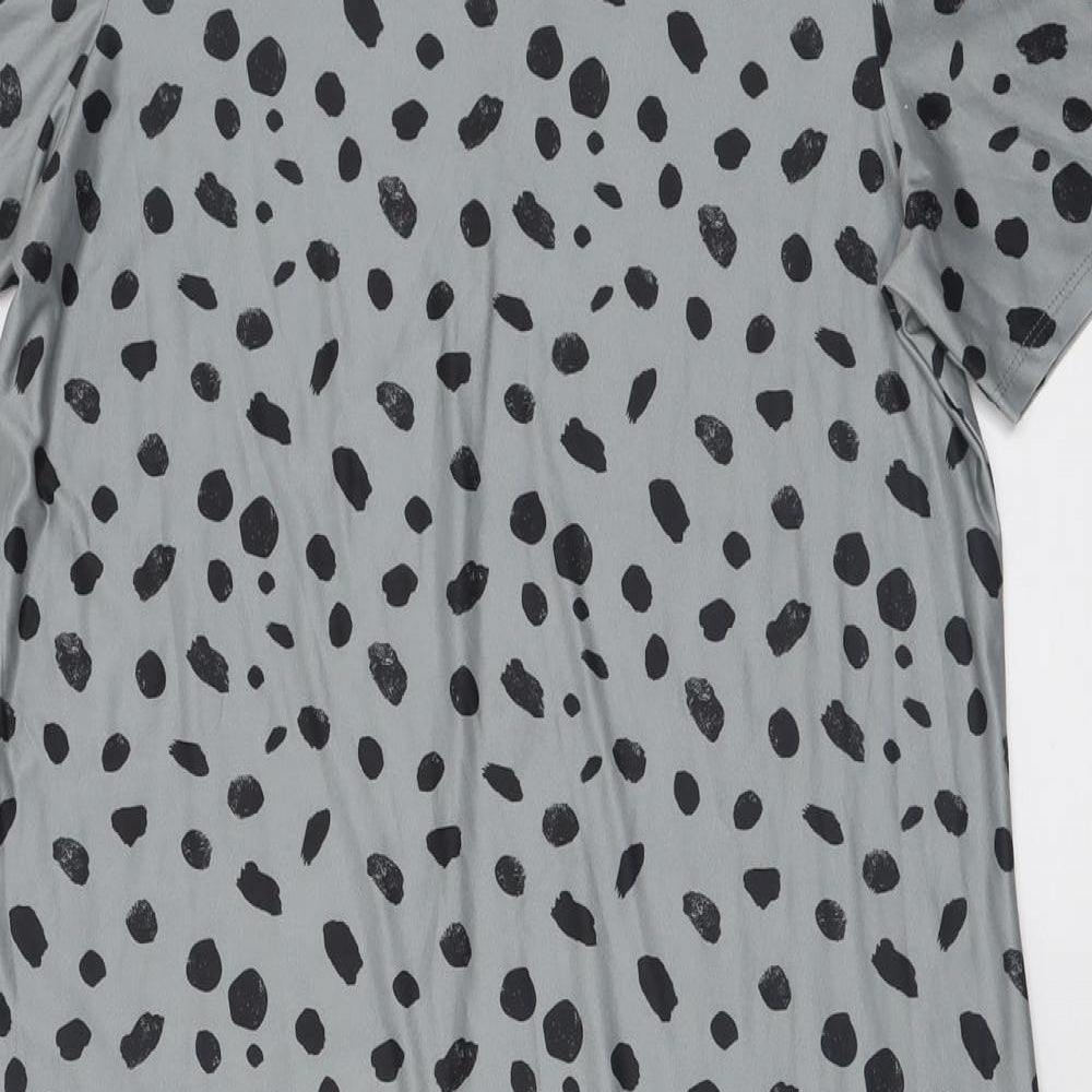 Urban Threads Womens Grey Animal Print Polyester A-Line  Size 10  Crew Neck Pullover
