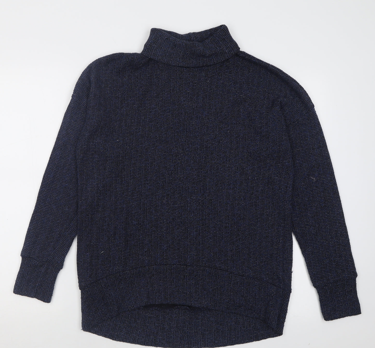 Topshop Womens Blue Roll Neck  Cotton Pullover Jumper Size 10