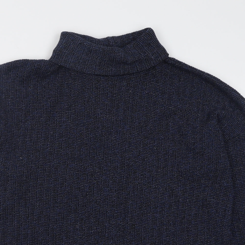 Topshop Womens Blue Roll Neck  Cotton Pullover Jumper Size 10