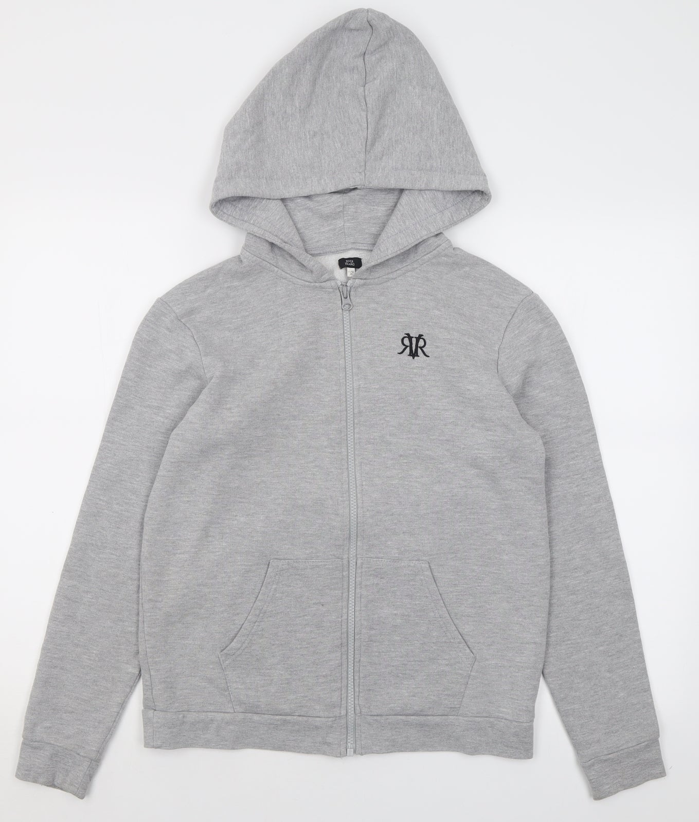 River Island Boys Grey  Cotton Full Zip Hoodie Size 11-12 Years  Zip