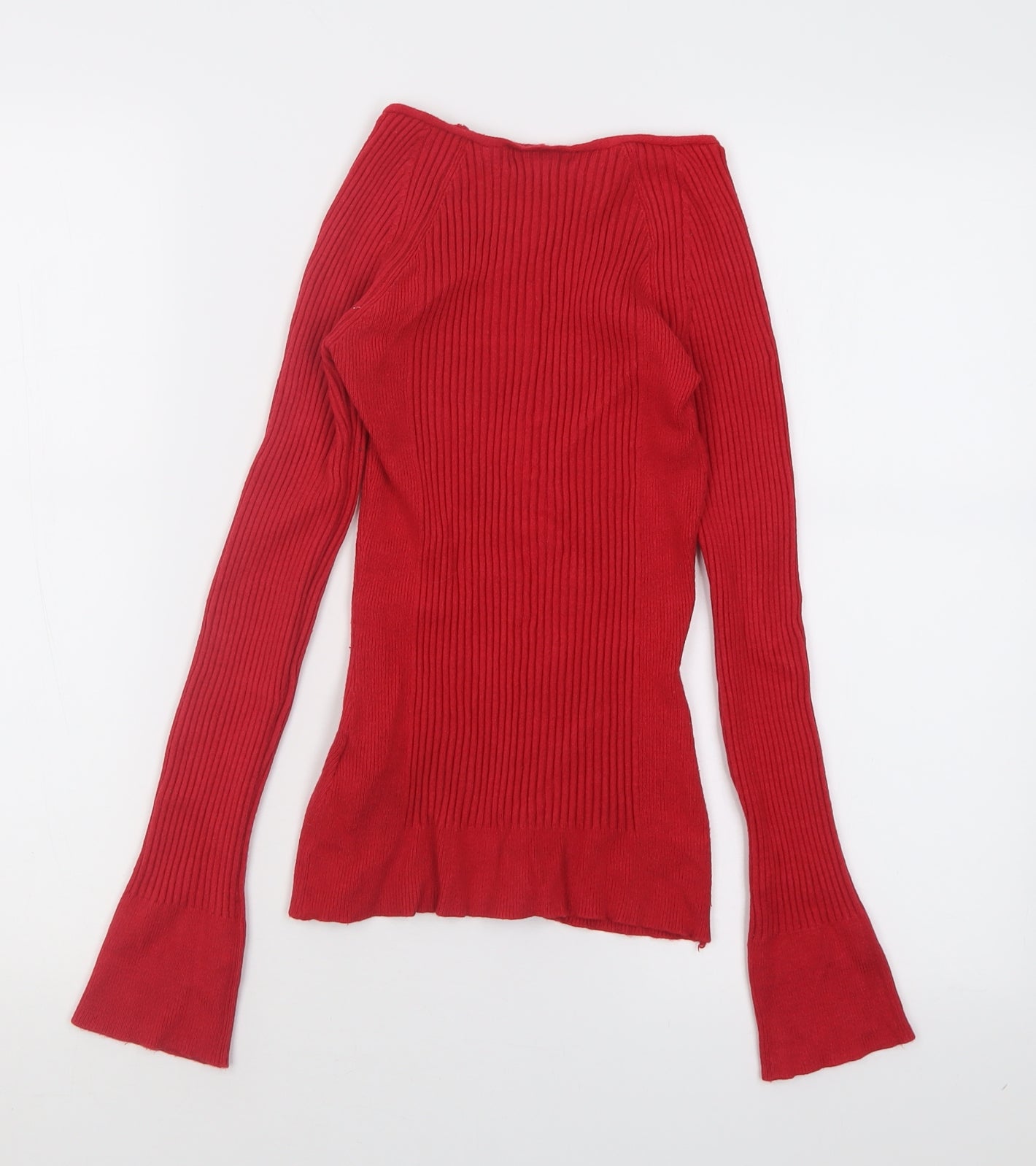 Primark Womens Red V-Neck  Viscose Pullover Jumper Size S