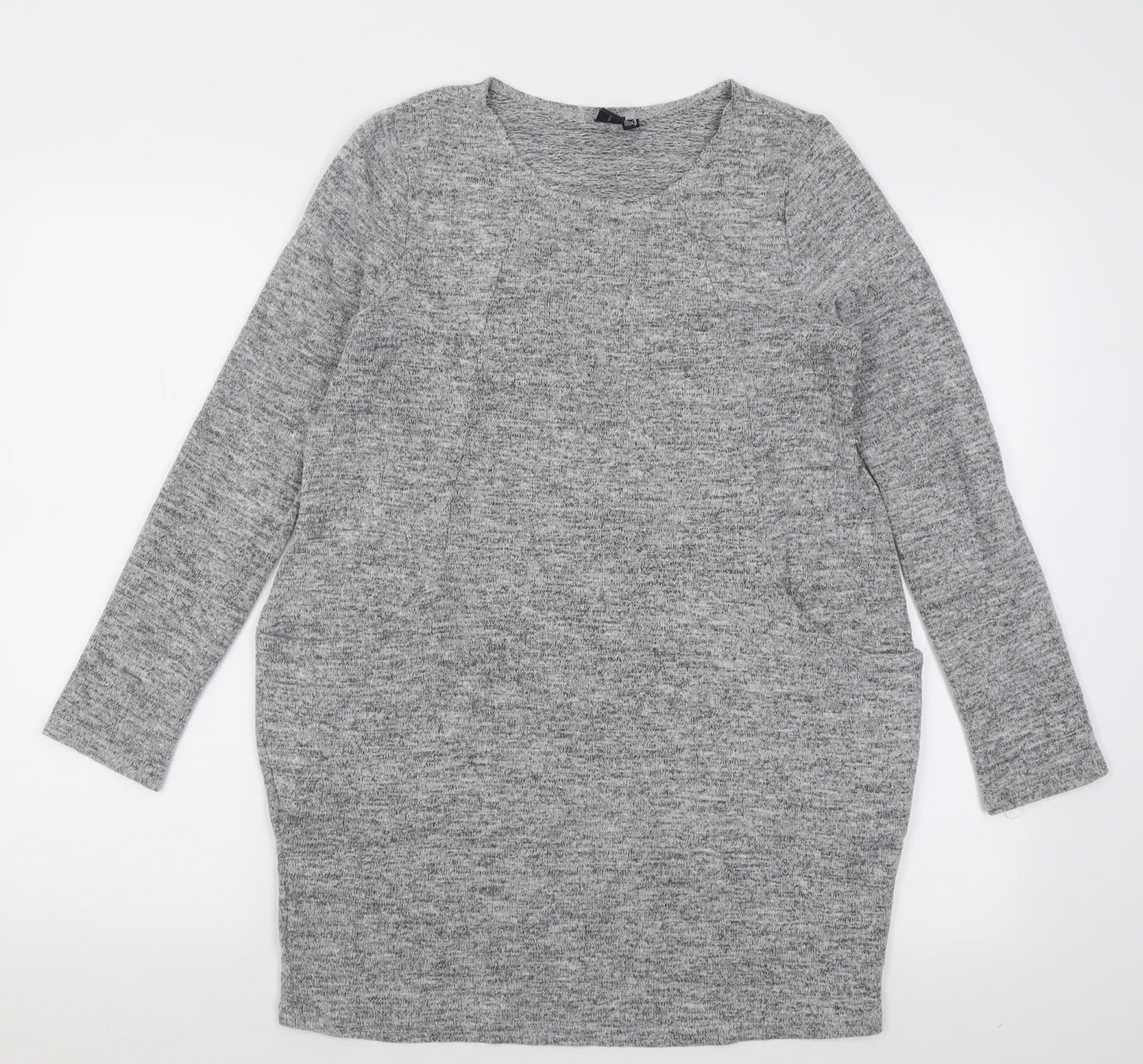 Izabel London Womens Grey Crew Neck  Polyester Tunic Jumper Size 8