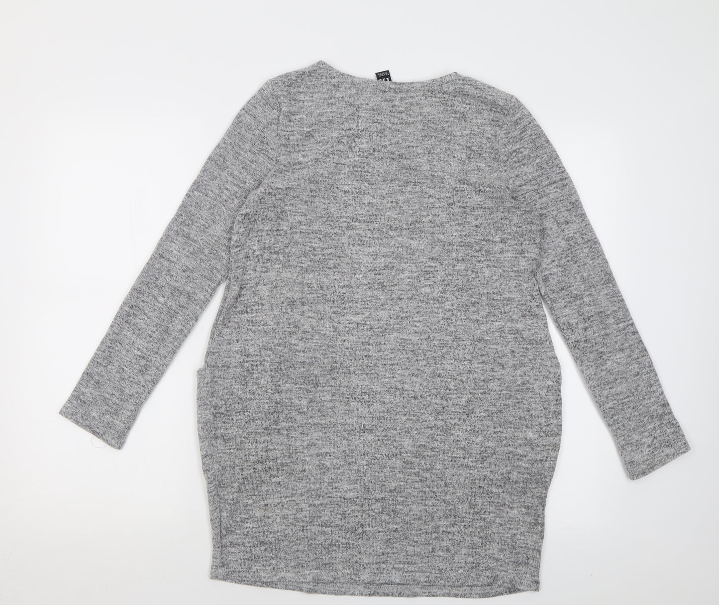 Izabel London Womens Grey Crew Neck  Polyester Tunic Jumper Size 8