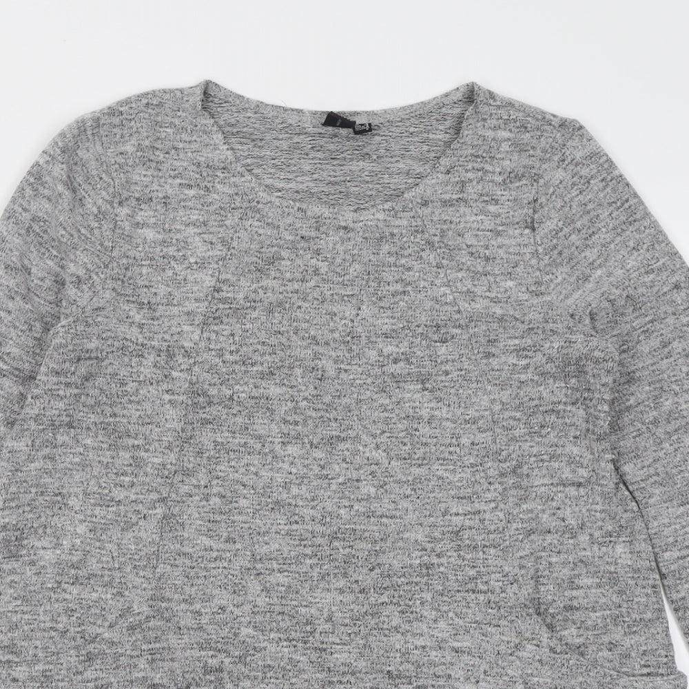 Izabel London Womens Grey Crew Neck  Polyester Tunic Jumper Size 8