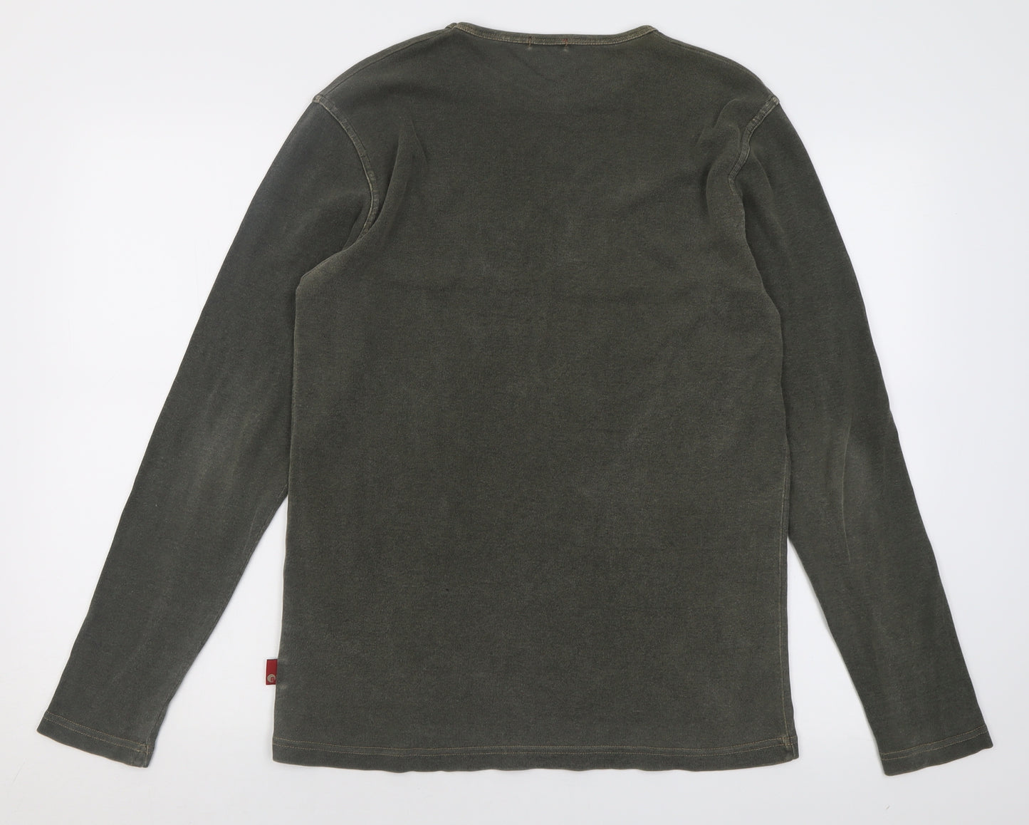 Black Code Mens Green Crew Neck  Cotton Pullover Jumper Size L