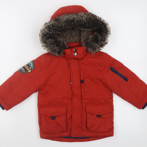 TU Boys Red   Basic Coat Coat Size 2 Years  Zip
