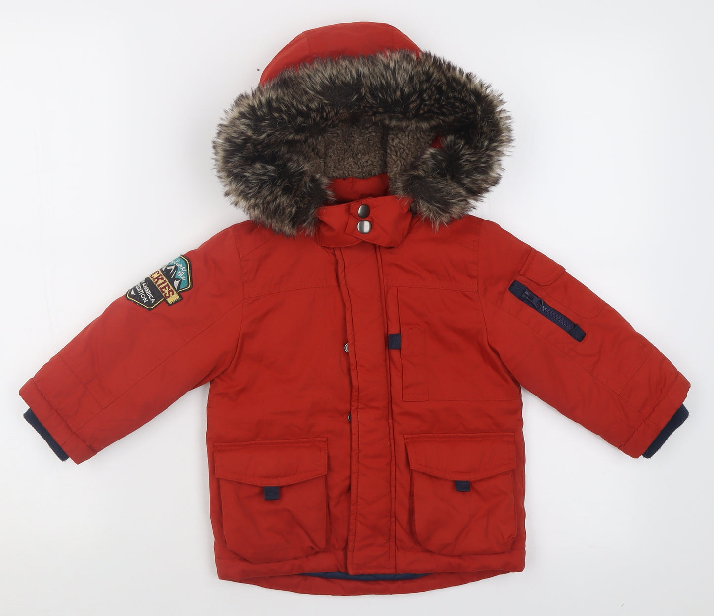TU Boys Red   Basic Coat Coat Size 2 Years  Zip