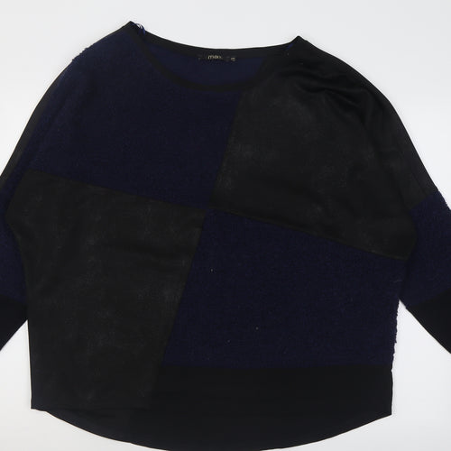 mat Womens Blue  Polyester Basic Blouse Size M Crew Neck