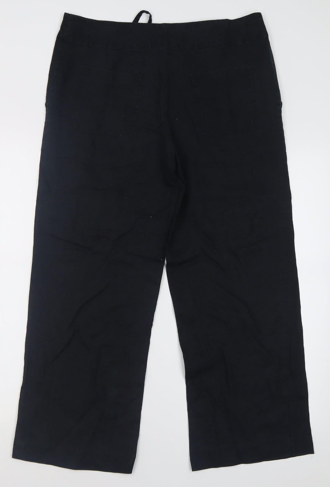 TU Womens Black  Linen Trousers  Size 12 L26 in Regular Hook & Eye