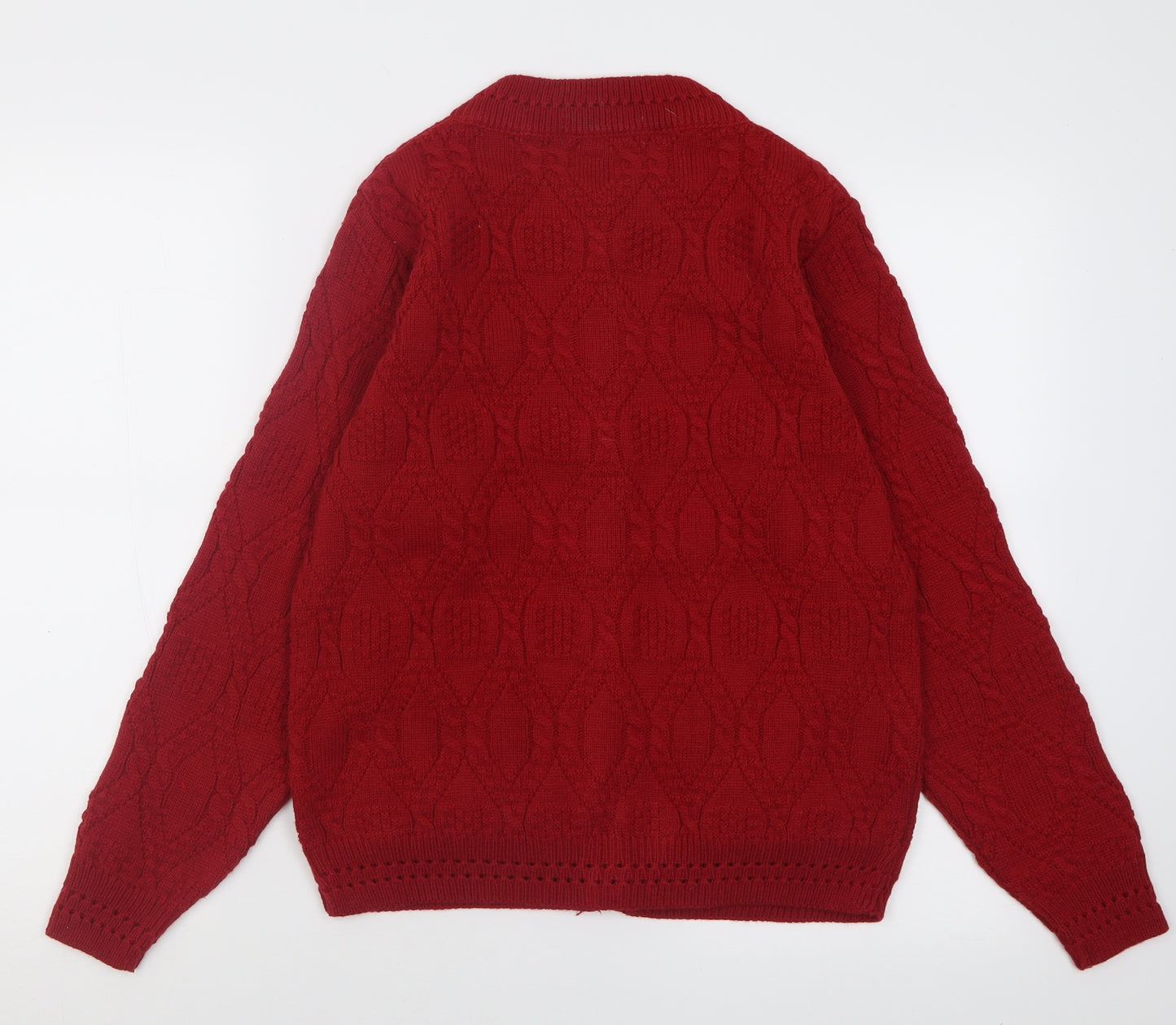 Beaumonde  Womens Red Crew Neck  Acrylic Cardigan Jumper Size M