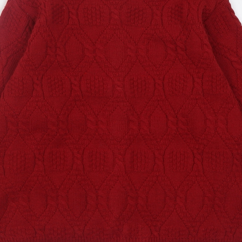 Beaumonde  Womens Red Crew Neck  Acrylic Cardigan Jumper Size M