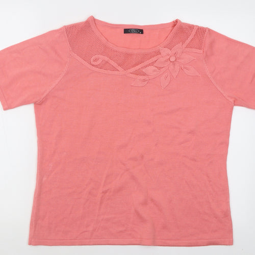 bm  Womens Pink Crew Neck  Acrylic Pullover Jumper Size M