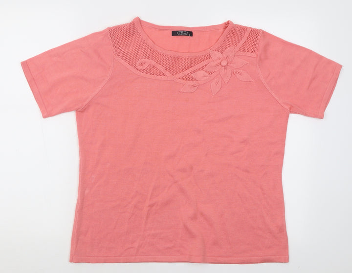 bm Womens Pink Crew Neck Acrylic Pullover Jumper Size M