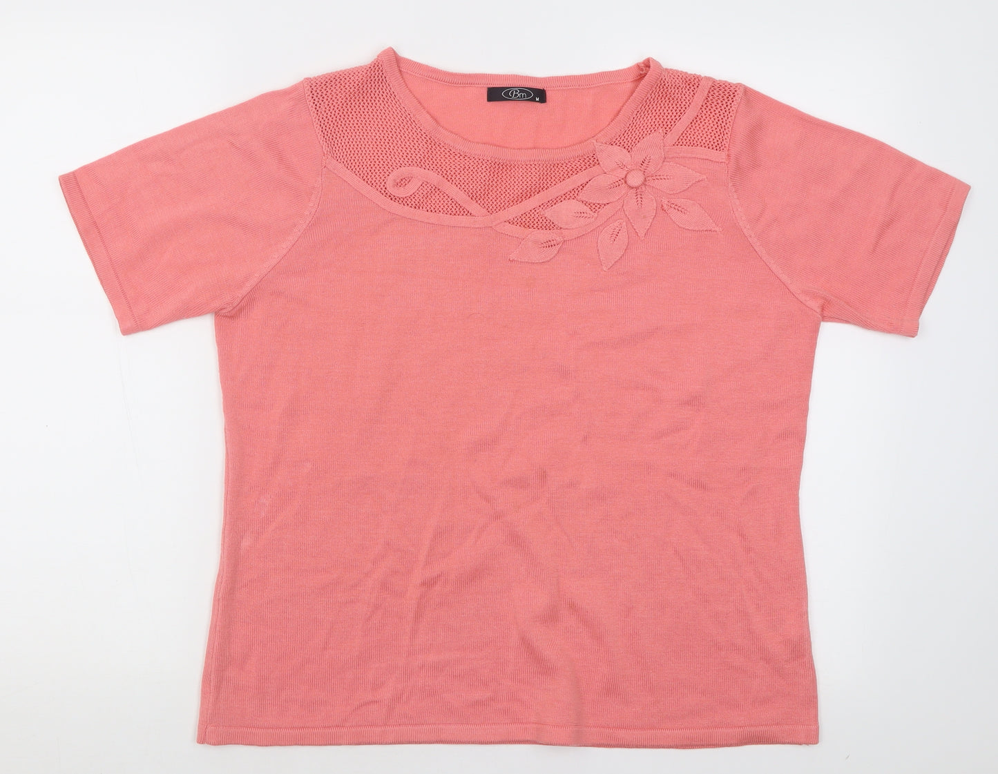 bm  Womens Pink Crew Neck  Acrylic Pullover Jumper Size M