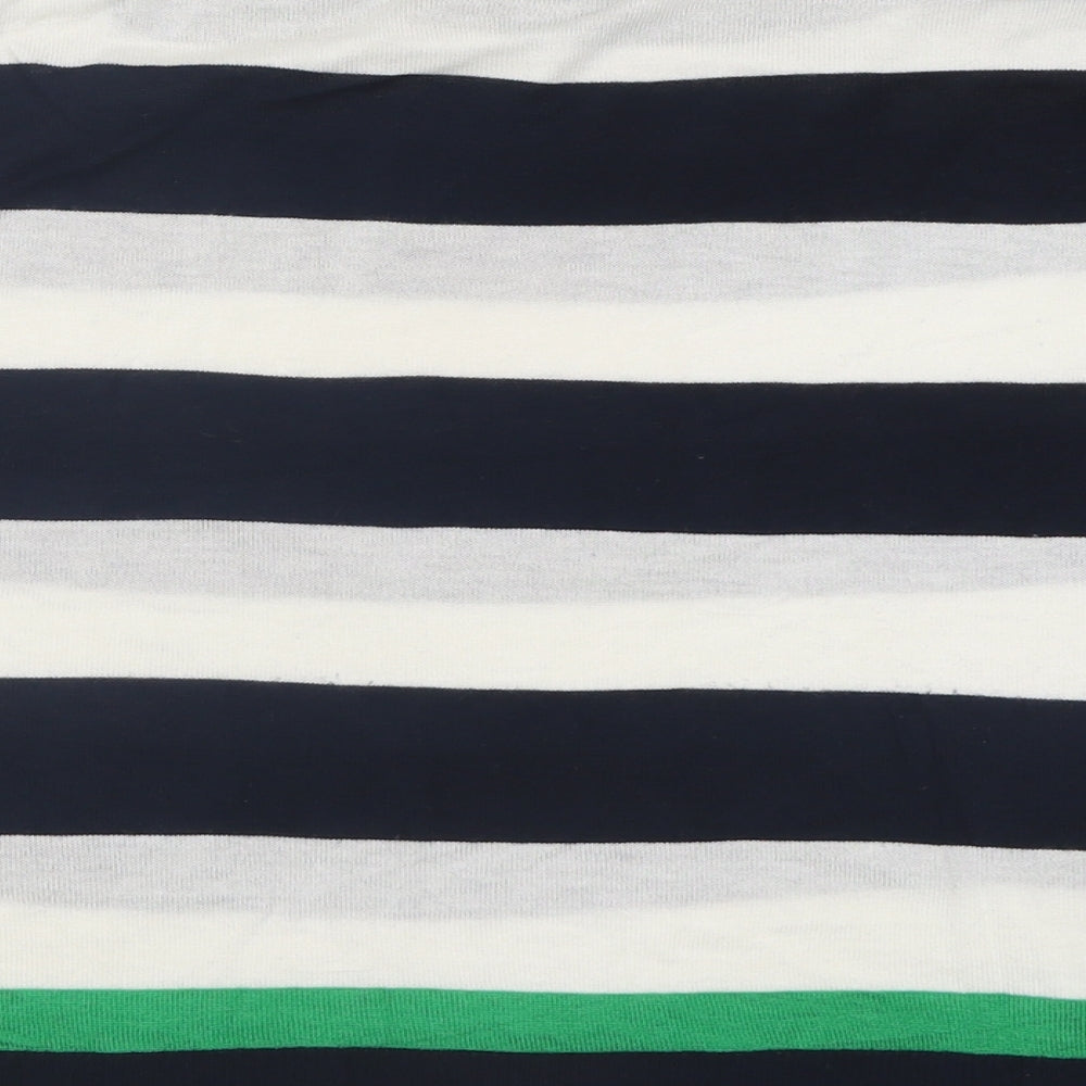 Zara Womens Black Crew Neck Striped Viscose Pullover Jumper Size L