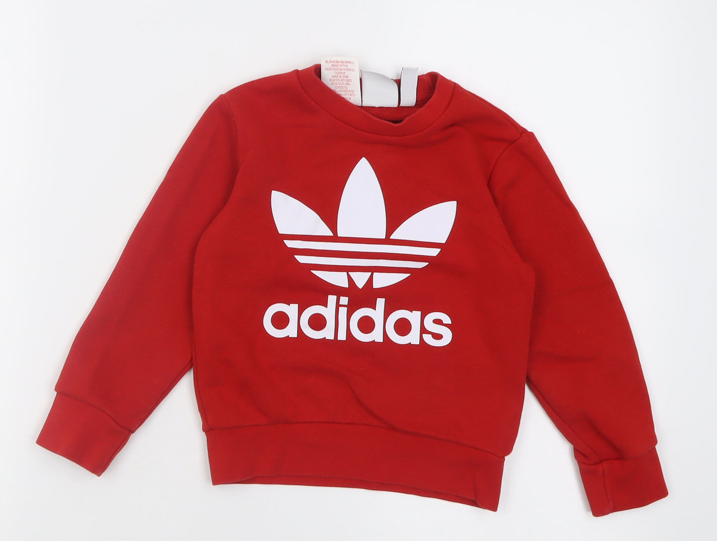 adidas Boys Red  Cotton Pullover Sweatshirt Size 3-4 Years  Pullover