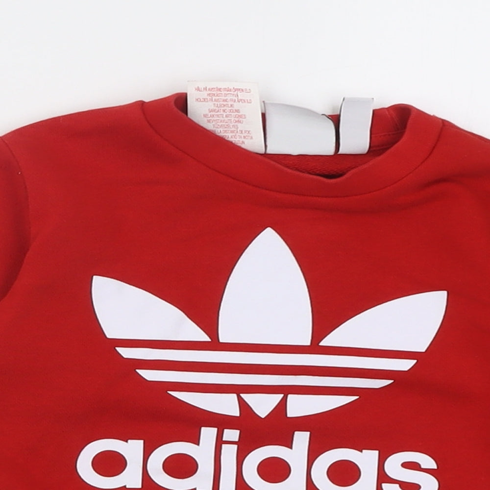 adidas Boys Red  Cotton Pullover Sweatshirt Size 3-4 Years  Pullover