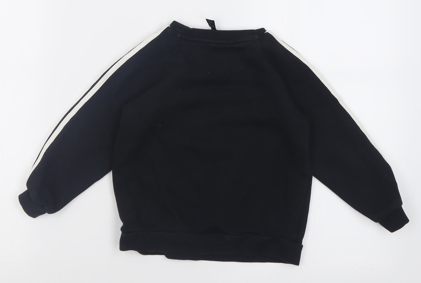 adidas Boys Black Striped Cotton Pullover Sweatshirt Size 3-4 Years  Pullover