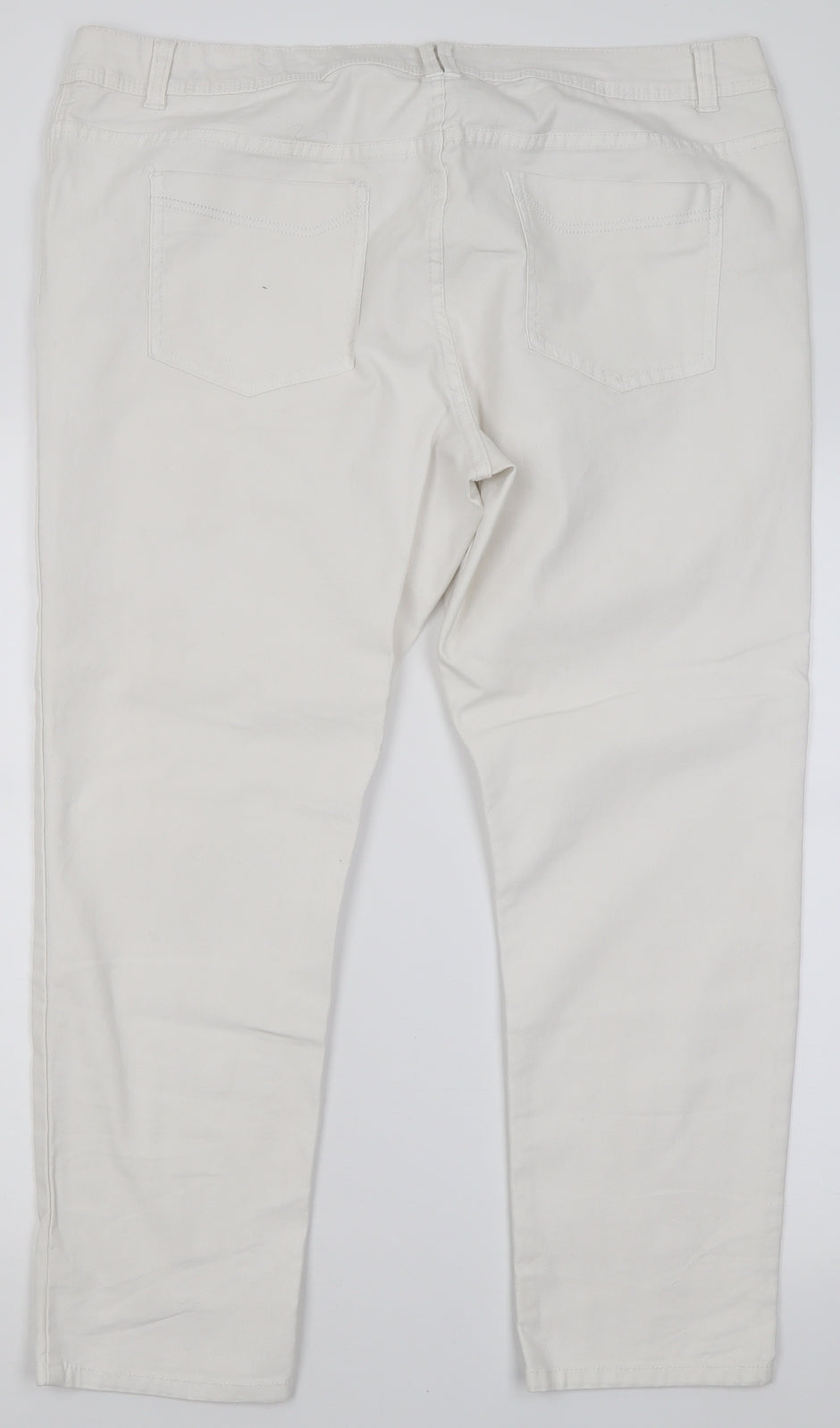 George Womens White  Cotton Straight Jeans Size 20 L27 in Regular Button