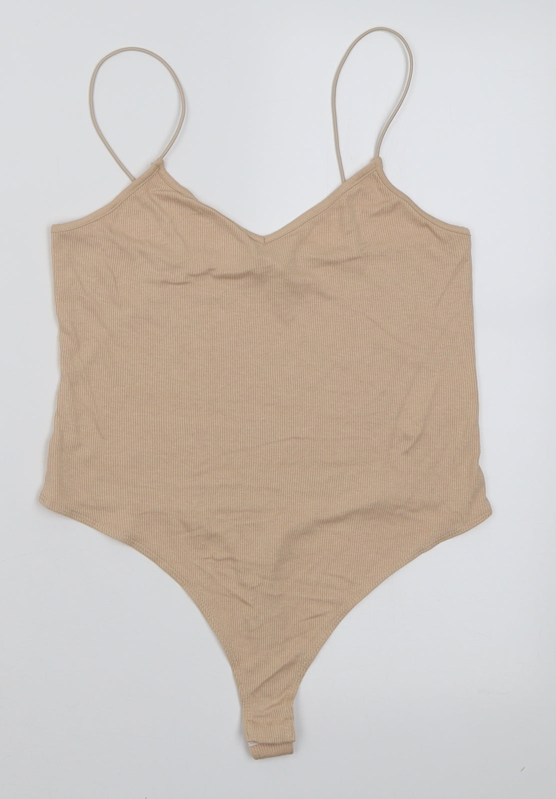 ASOS Womens Beige  Viscose Bodysuit One-Piece Size 10  Button