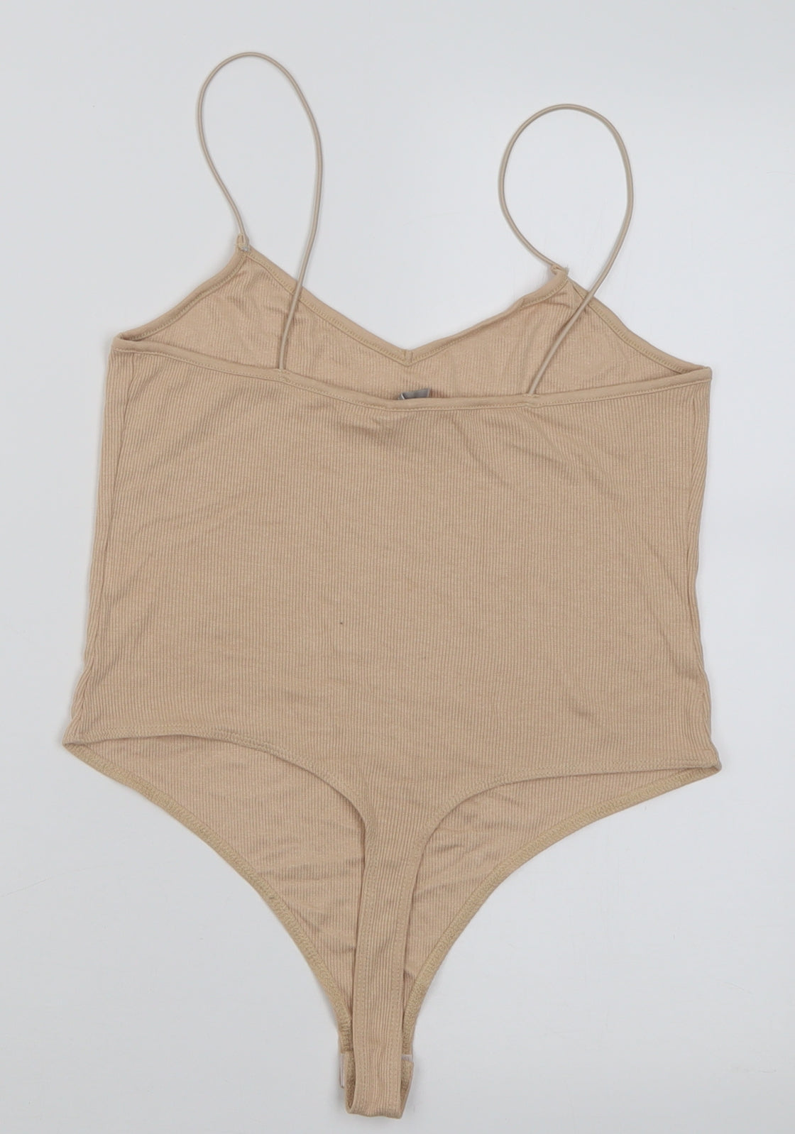 ASOS Womens Beige  Viscose Bodysuit One-Piece Size 10  Button