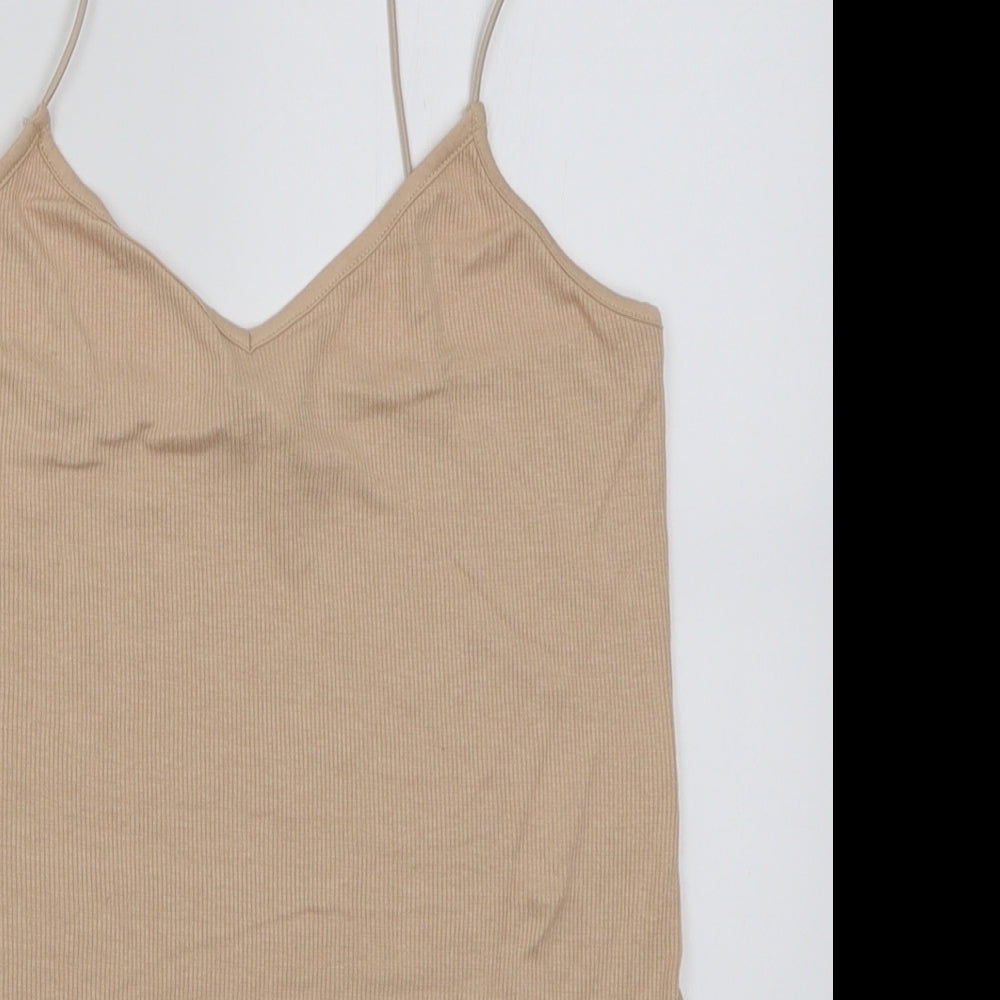 ASOS Womens Beige  Viscose Bodysuit One-Piece Size 10  Button
