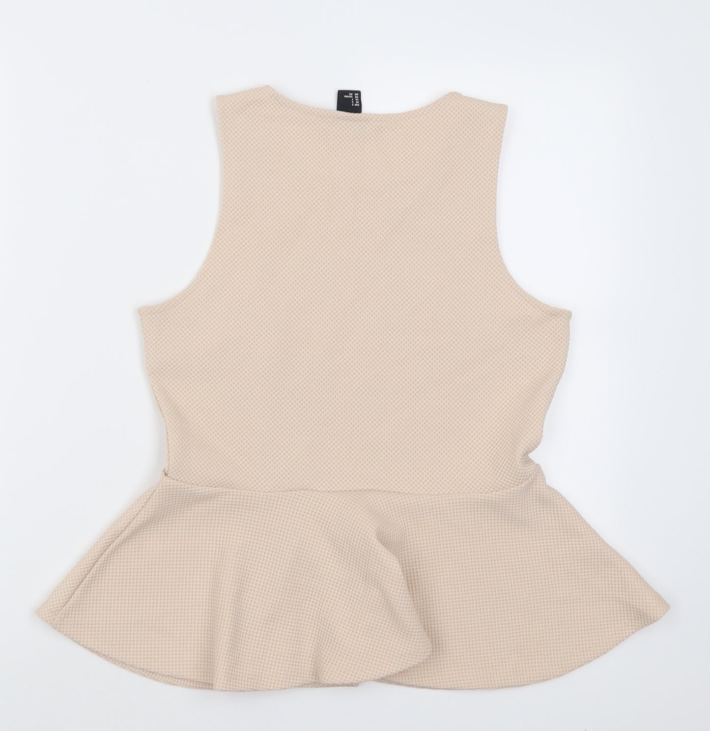 H&M Womens Beige  Polyacrylate Fibre Tunic Tank Size S Crew Neck