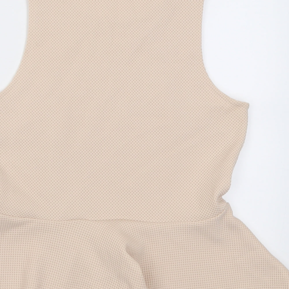 H&M Womens Beige  Polyacrylate Fibre Tunic Tank Size S Crew Neck