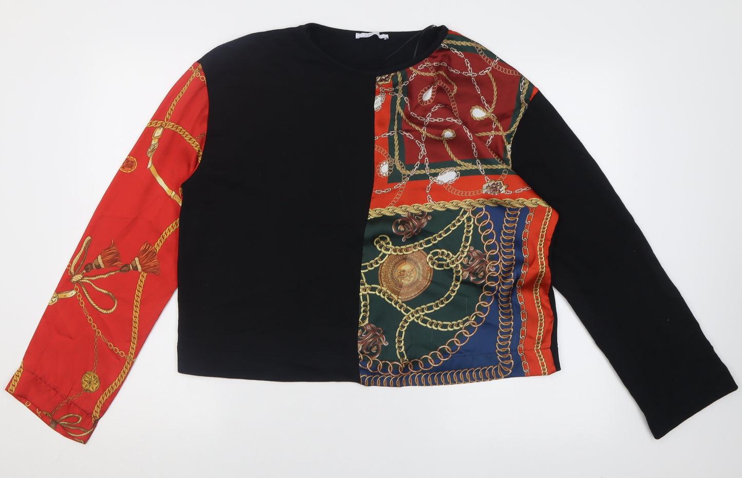 Zara Womens Multicoloured Crew Neck Geometric Polyester Pullover Jumper Size L