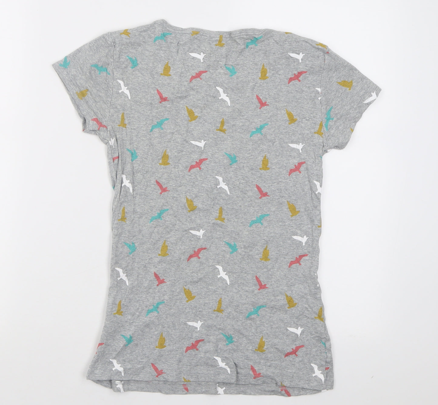 Papaya Womens Grey Geometric Cotton Basic T-Shirt Size 8 Crew Neck