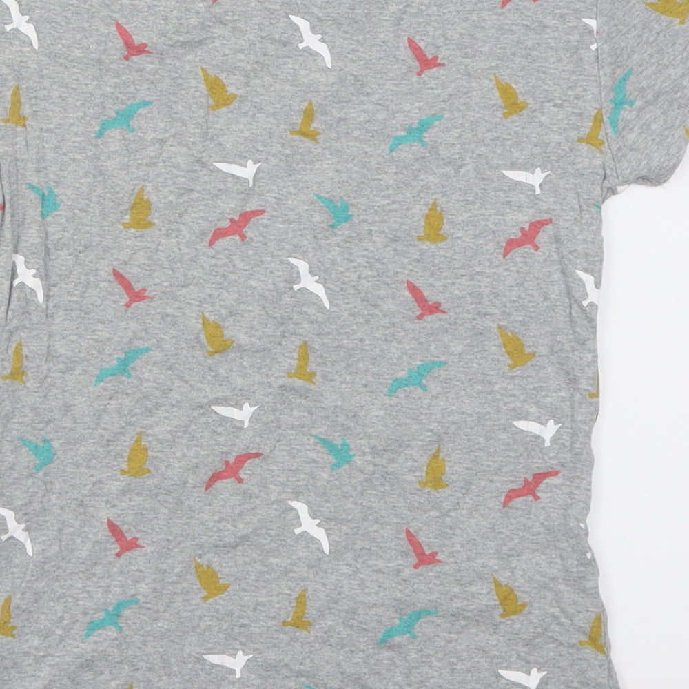 Papaya Womens Grey Geometric Cotton Basic T-Shirt Size 8 Crew Neck