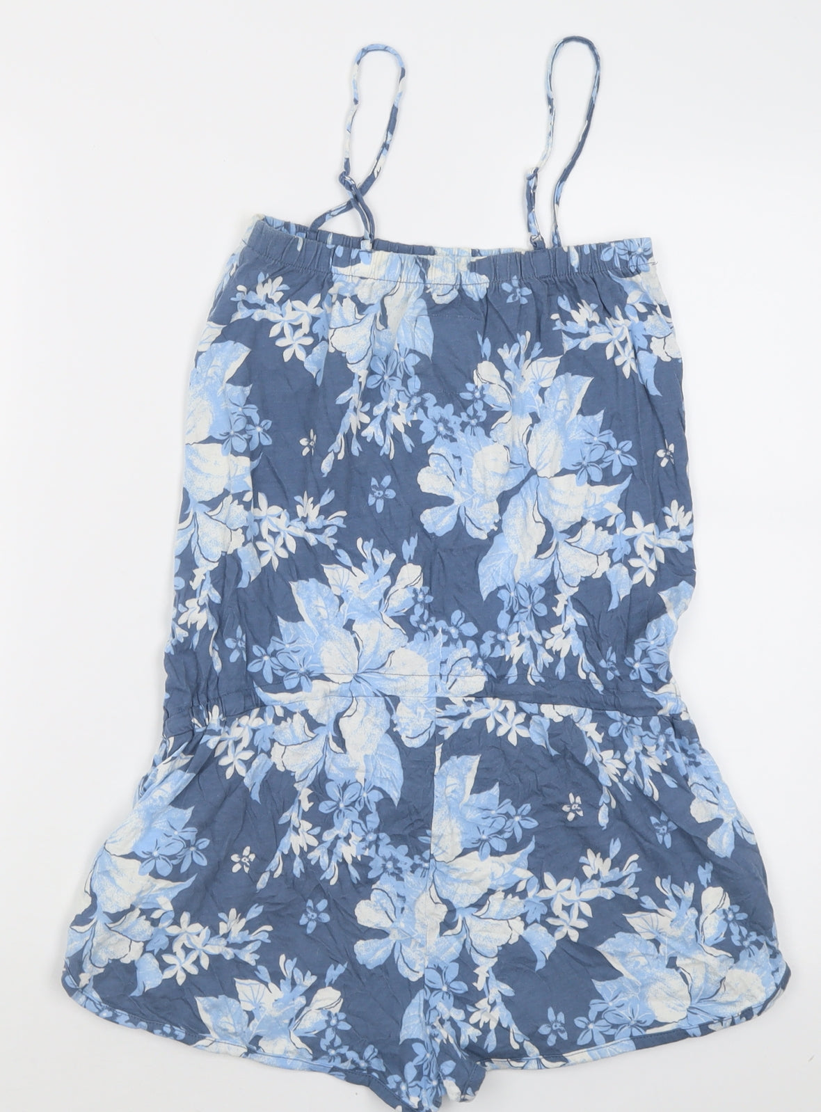 H&M Womens Blue Floral Cotton Playsuit One-Piece Size S  Pullover