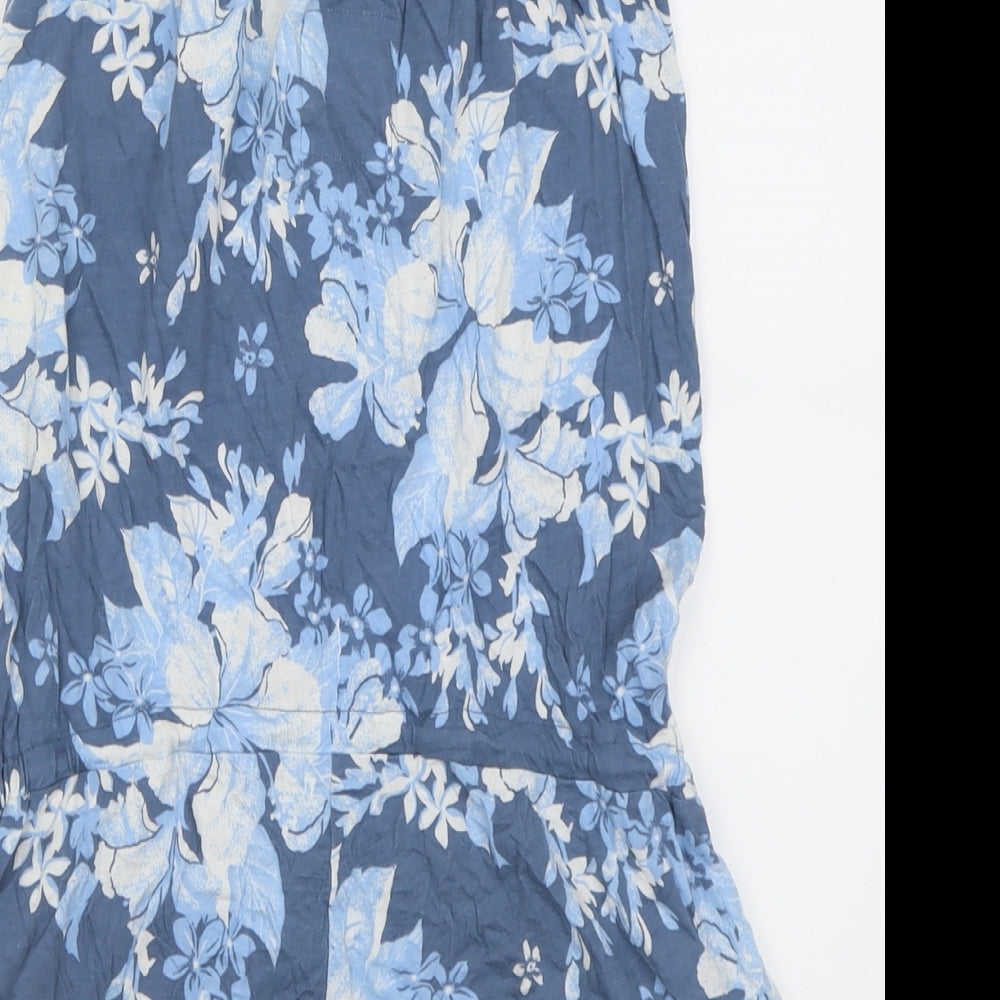 H&M Womens Blue Floral Cotton Playsuit One-Piece Size S  Pullover