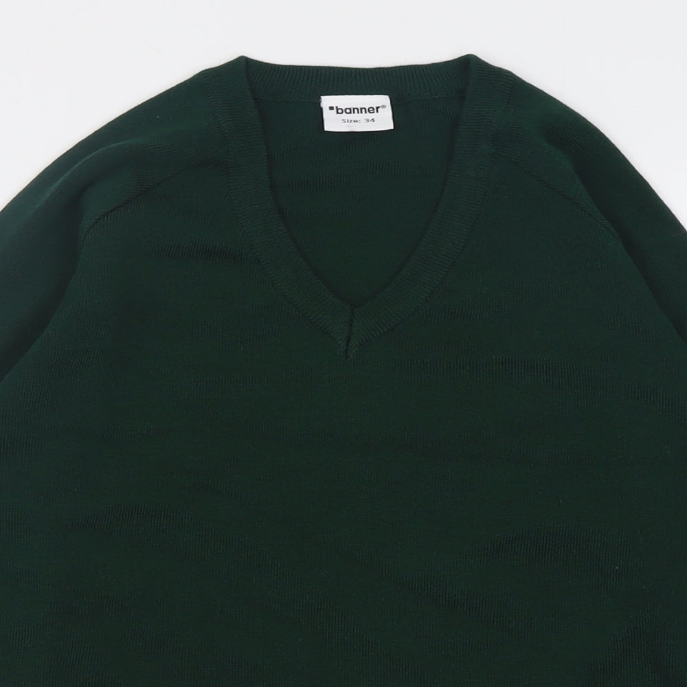 Banner Mens Green V-Neck  Cotton Pullover Jumper Size S