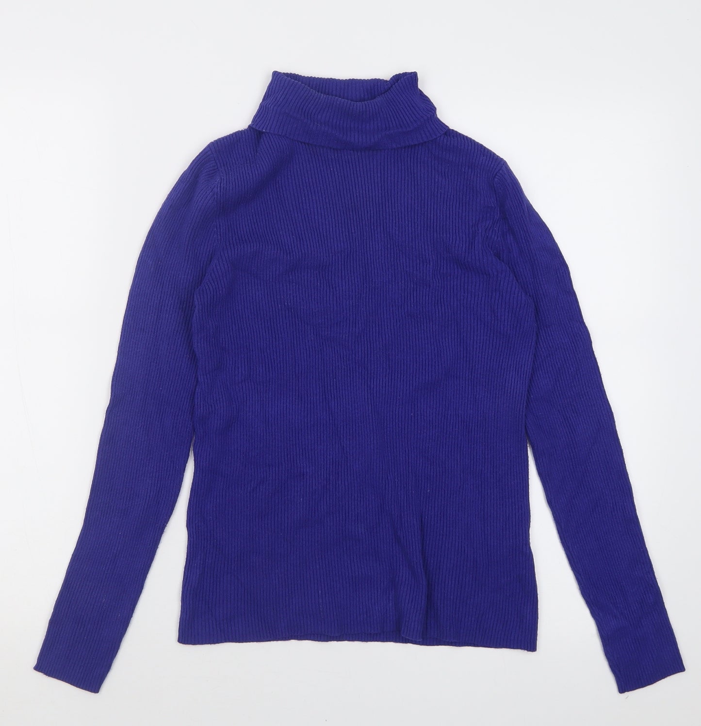Marks and Spencer Womens Blue Roll Neck  Viscose Pullover Jumper Size 12