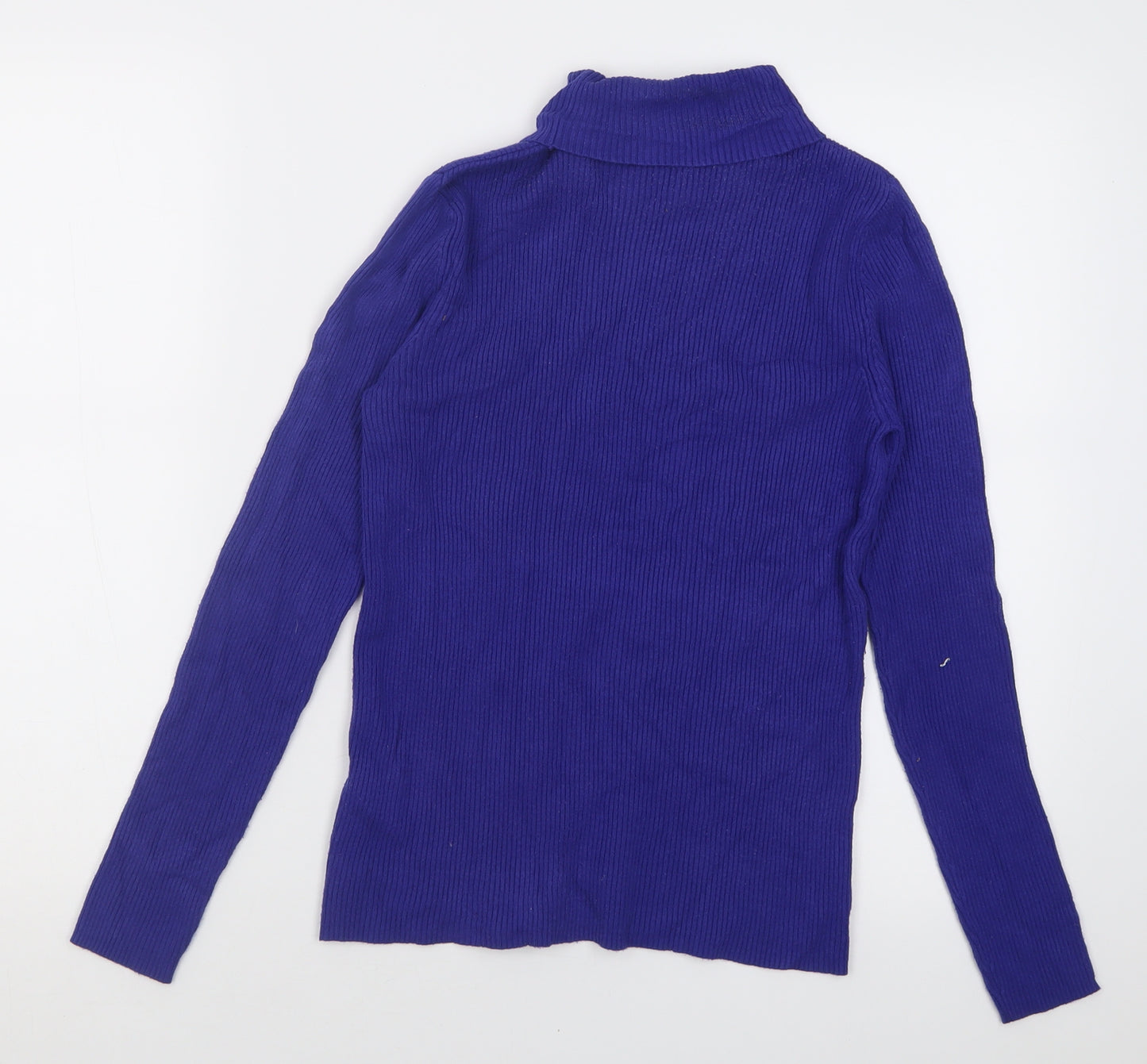 Marks and Spencer Womens Blue Roll Neck  Viscose Pullover Jumper Size 12