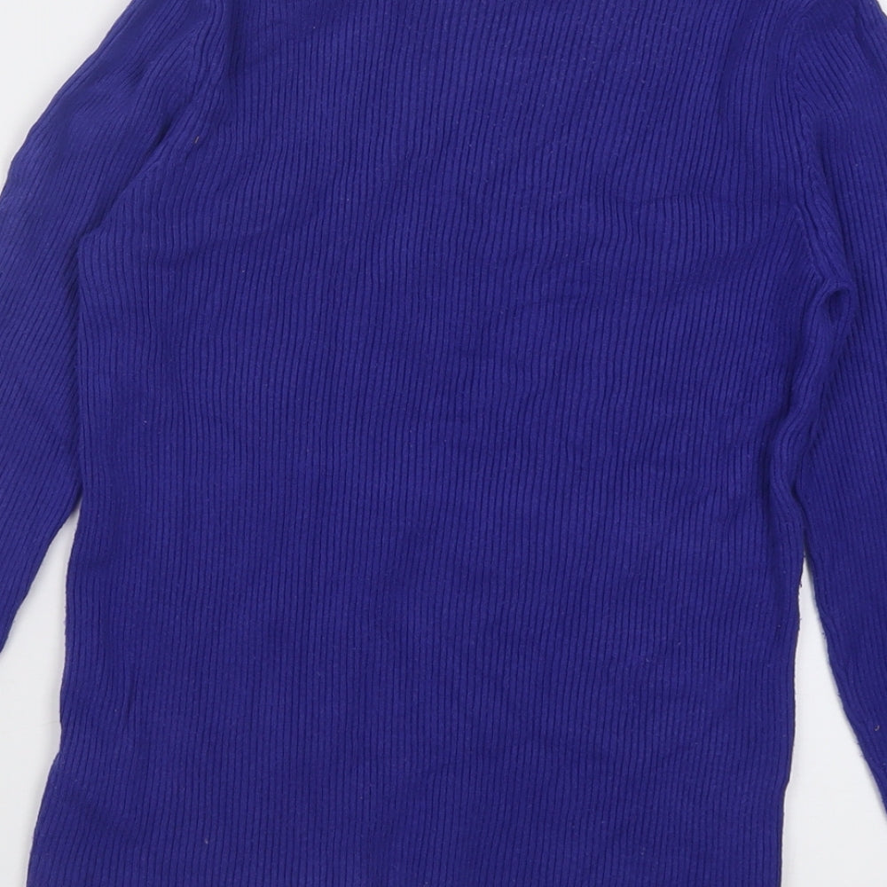 Marks and Spencer Womens Blue Roll Neck  Viscose Pullover Jumper Size 12