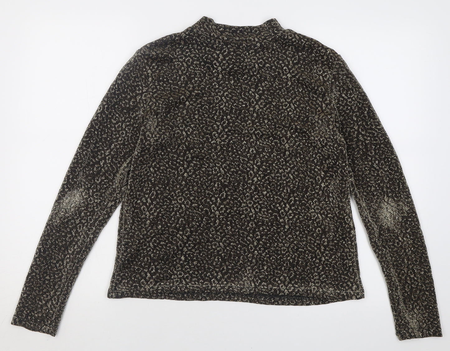 Primark Womens Gold Geometric Nylon Basic Blouse Size L Crew Neck