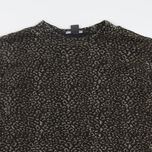 Primark Womens Gold Geometric Nylon Basic Blouse Size L Crew Neck