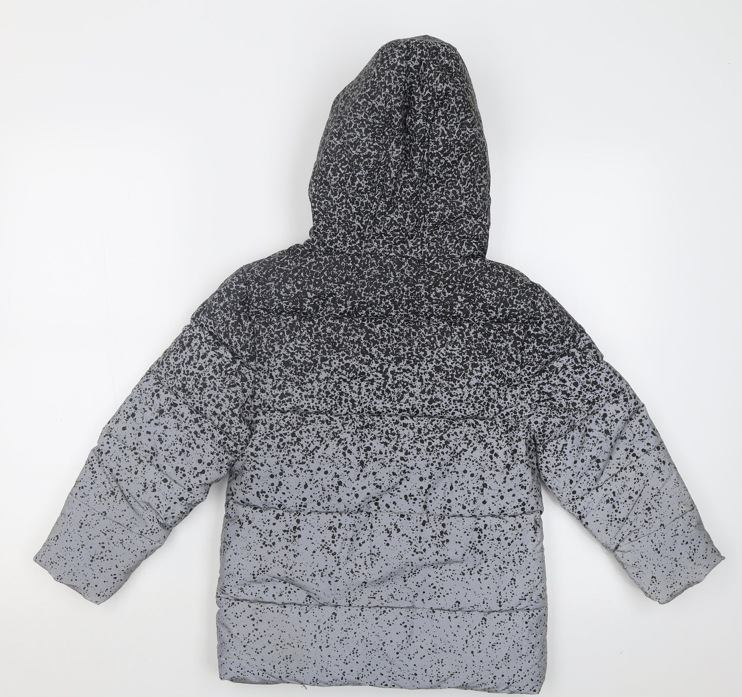 George Boys Silver Geometric  Basic Coat Coat Size 6-7 Years  Zip - Reflective