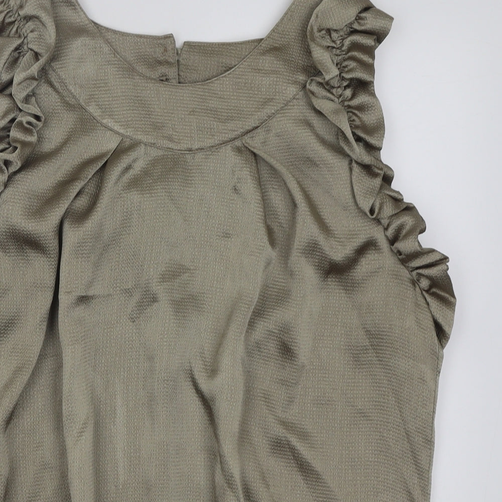 River Island Womens Green  Polyester Basic Tank Size 16 Crew Neck