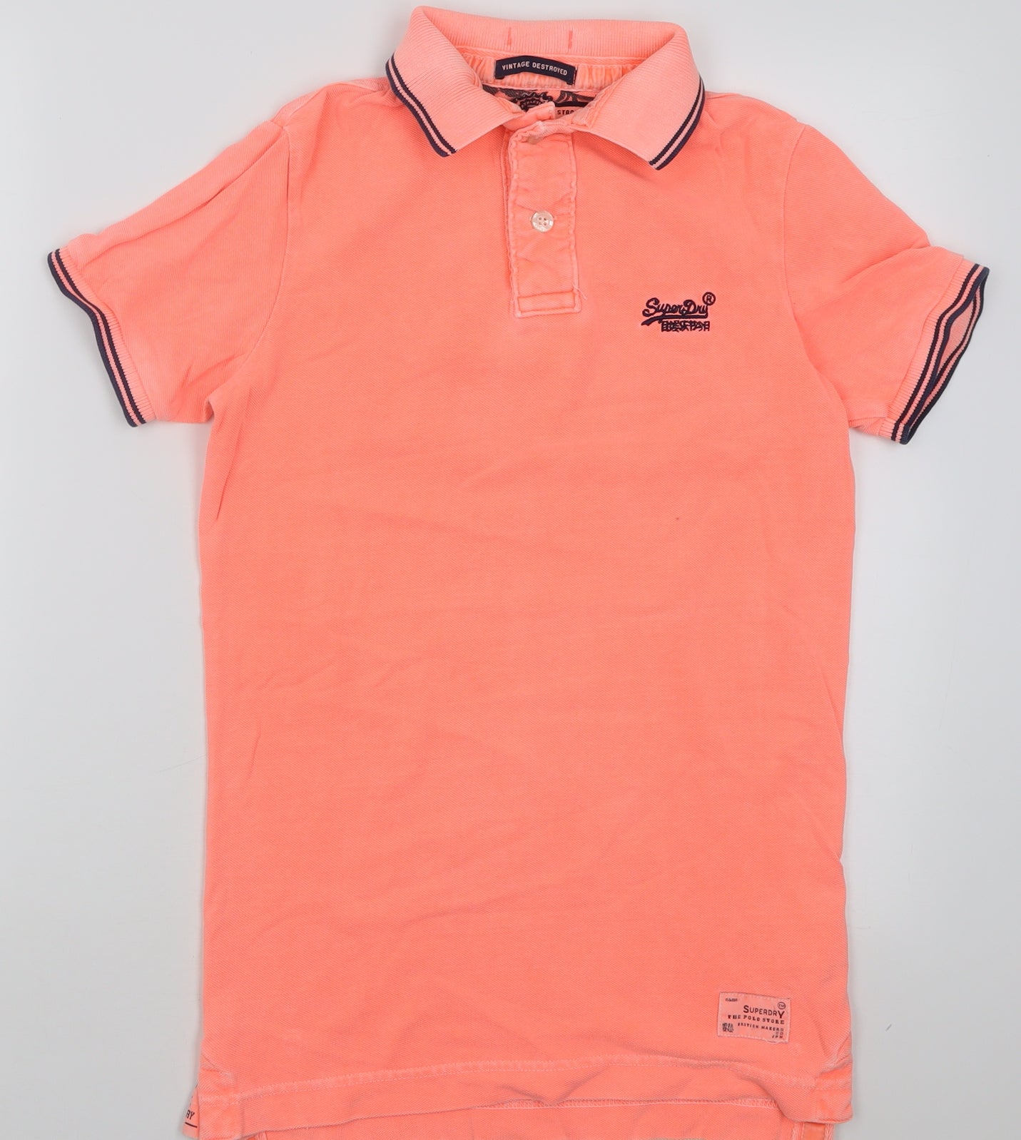 Superdry Mens Pink  Cotton  Polo Size XS Collared Button